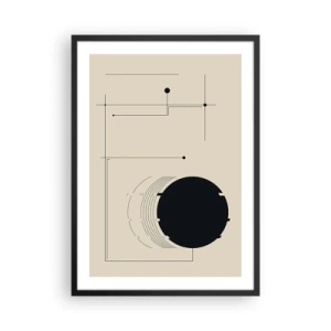 Póster en marco negro - Una composición geométrica minimalista sobre un fondo beige. - 50x70cm - Composición elástica y dinámica - Decoración de pared moderna para salón y dormitorio ARTTOR