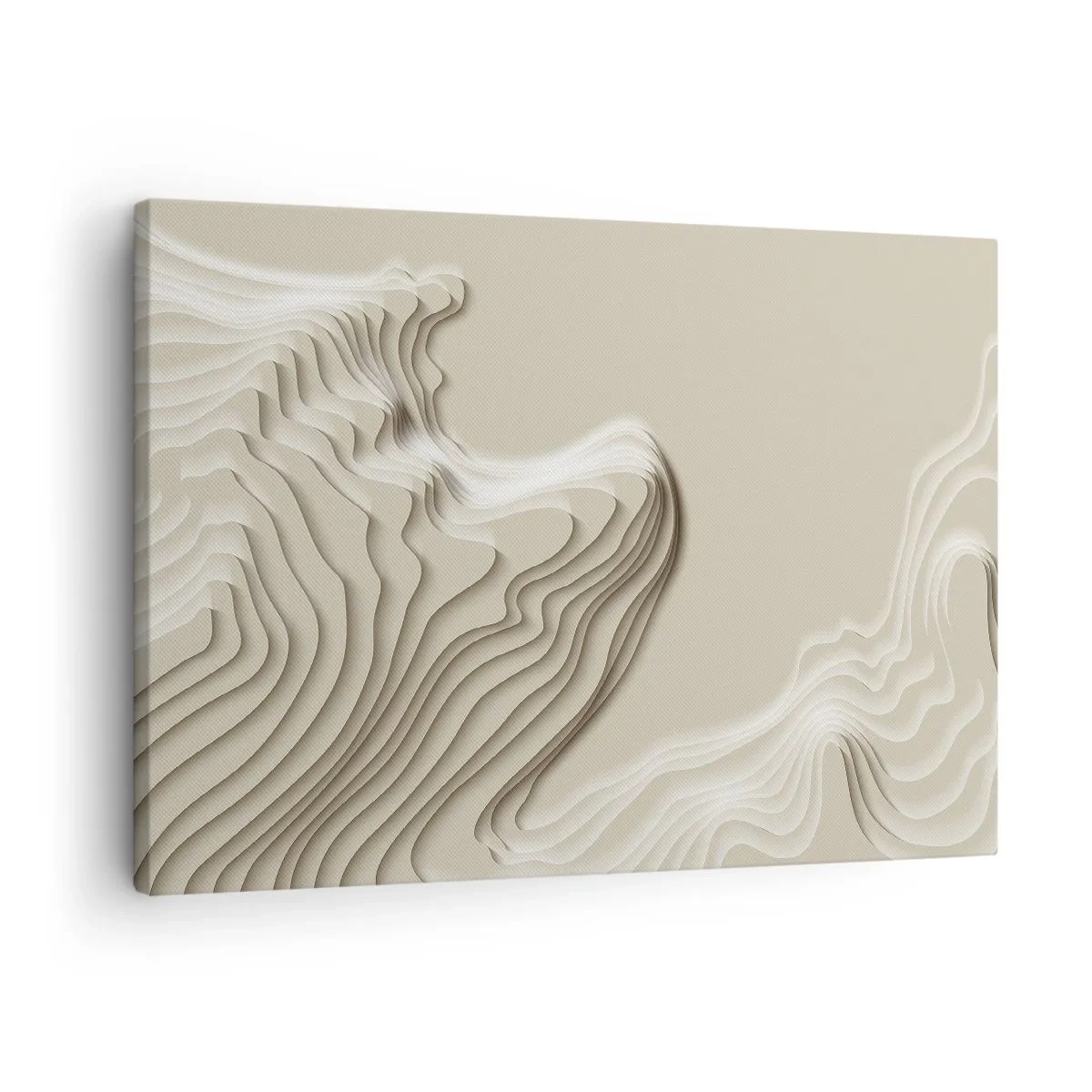 Cuadro sobre lienzo - Impresión de Imagen - Un patrón abstracto en tonos beige con efecto lineal. - 70x50cm - Topografía del arte - Decoración de pared moderna para salón y dormitorio ARTTOR