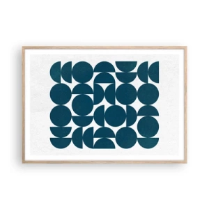 Póster en marco roble claro - Círculos y semicírculos - 100x70 cm