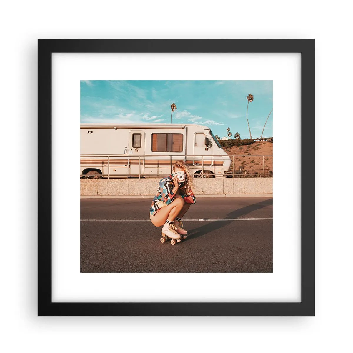 Póster en marco negro - ¡Sonrían, por favor! - 30x30 cm