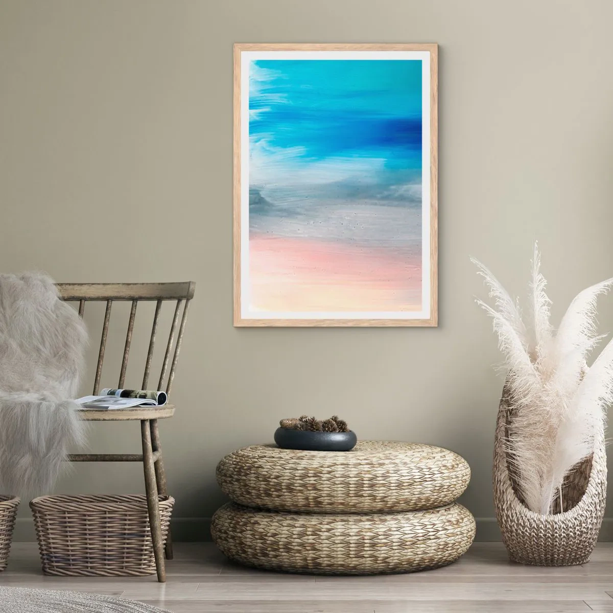 Póster en marco roble claro - Elementos: aire - 30x40 cm