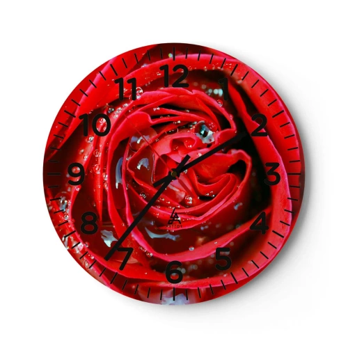 Reloj de pared - Reloj de vidrio - En gotas de rocío - 30x30 cm