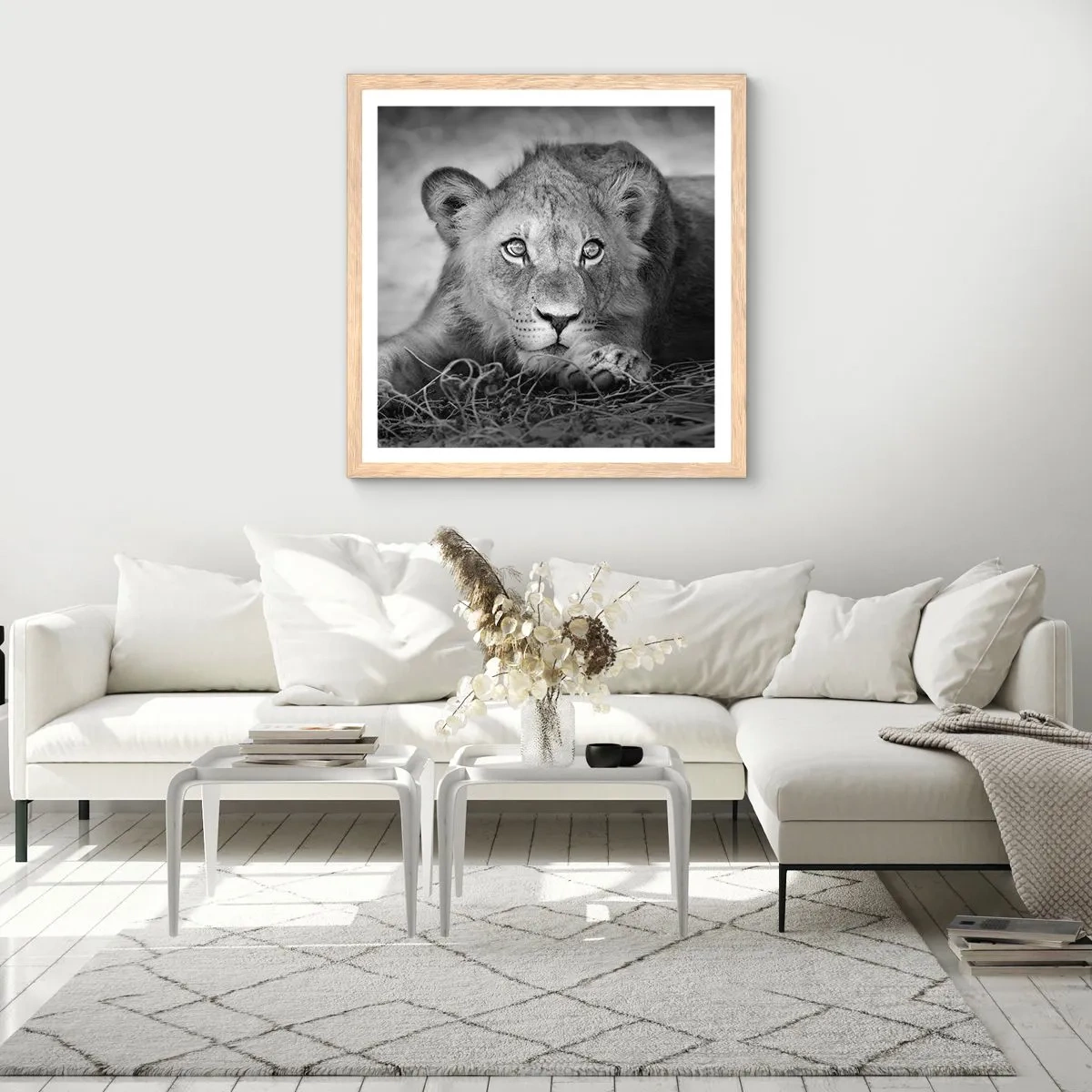 Póster en marco roble claro - Un cachorro real - 30x30 cm