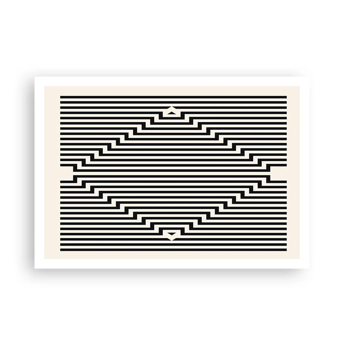 Póster - Líneas blancas y negras que crean un efecto de ilusión geométrica. - 100x70cm - Ilusión geométrica - Decoración de pared moderna para salón y dormitorio ARTTOR