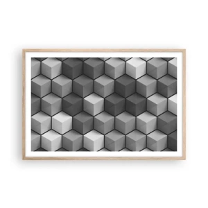 Póster en marco roble claro - Rompecabezas cubista - 91x61 cm