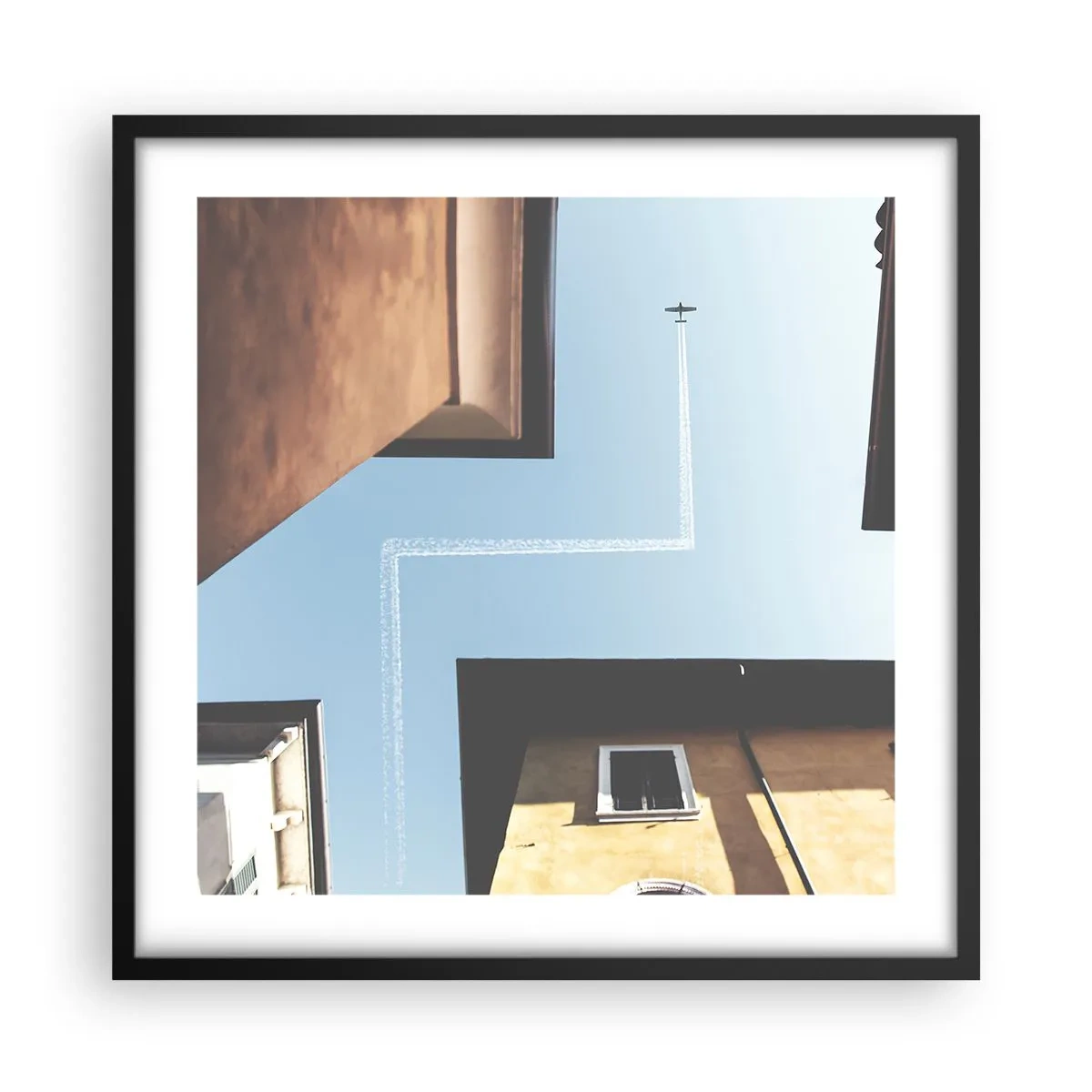 Póster en marco negro - Por encima del laberinto urbano - 50x50 cm