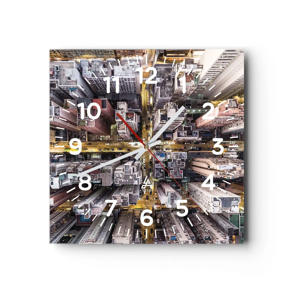 Reloj de pared - Reloj de vidrio - Saludos desde Hong Kong - 40x40 cm