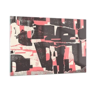 Cuadro sobre vidrio - Impresiones sobre Vidrio - Abstracción moderna en negro, rojo y beige. - 120x80cm - Todo el ajetreo - Decoración de pared moderna para salón y dormitorio ARTTOR
