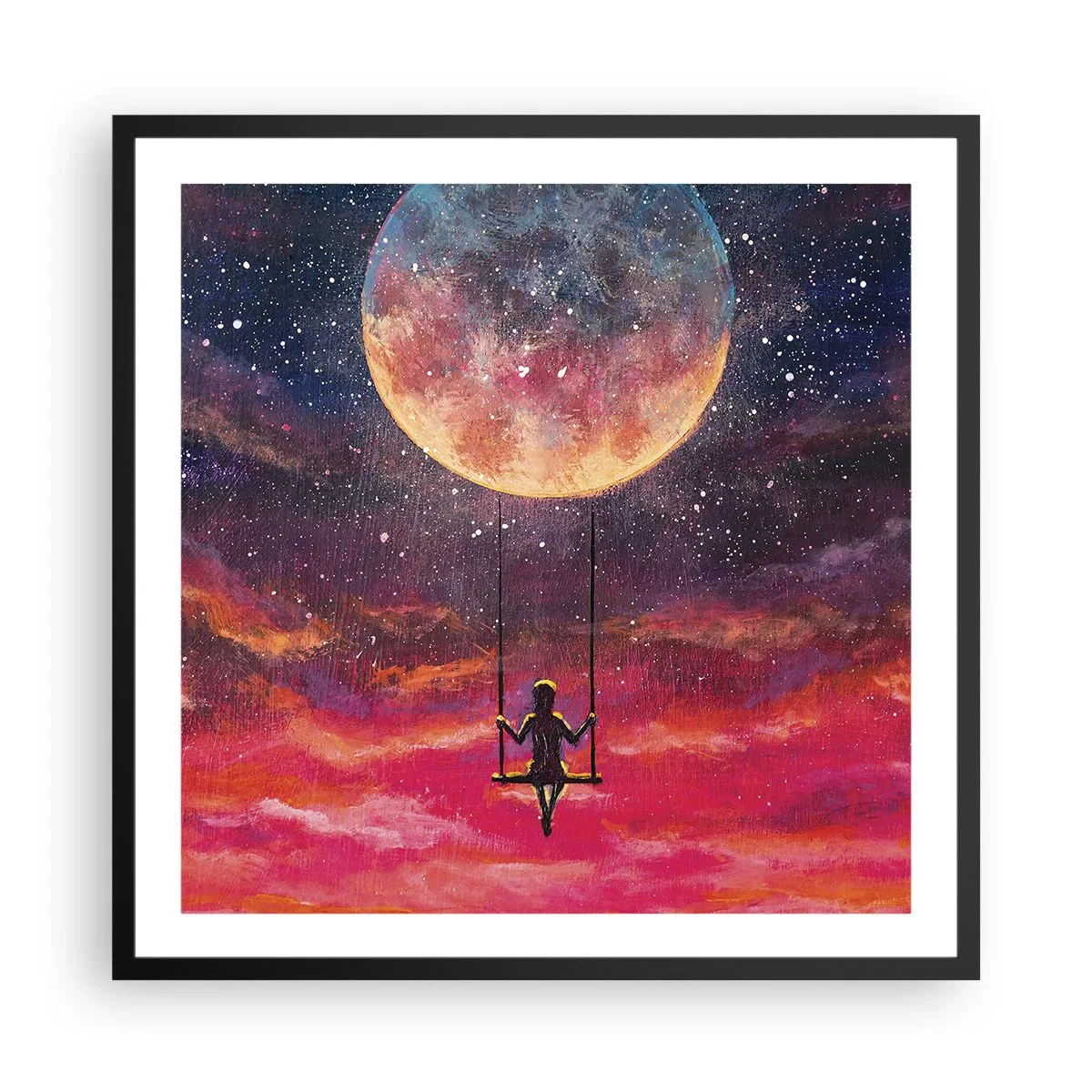 Póster en marco negro - Disfrutar de las nubes - 60x60 cm