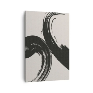 Cuadro sobre lienzo - Impresión de Imagen - Pinceladas dinámicas en negro sobre un fondo claro - 70x100cm - Barrido y circular - Decoración de pared moderna para salón y dormitorio ARTTOR