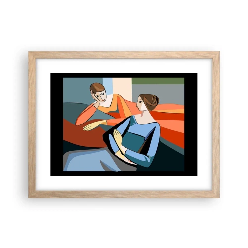 Póster en marco roble claro - Un momento de confidencias - 40x30 cm