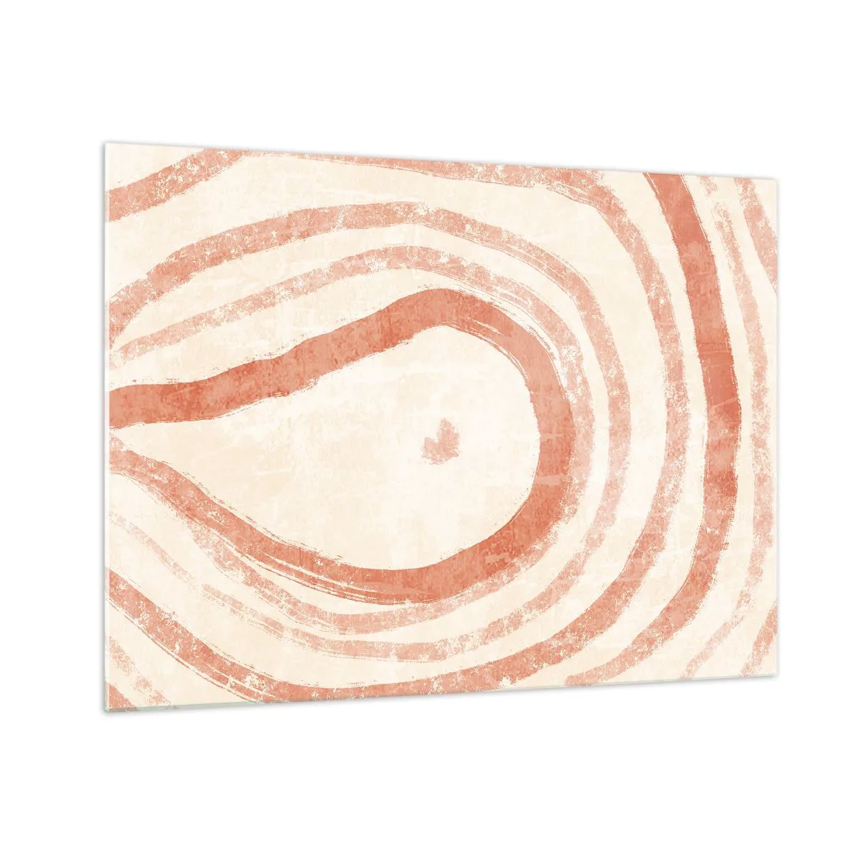 Cuadro sobre vidrio - Impresiones sobre Vidrio - Líneas de coral abstractas en forma de círculos concéntricos. - 70x50cm - Círculos de coral - composición - Decoración de pared moderna para salón y dormitorio ARTTOR