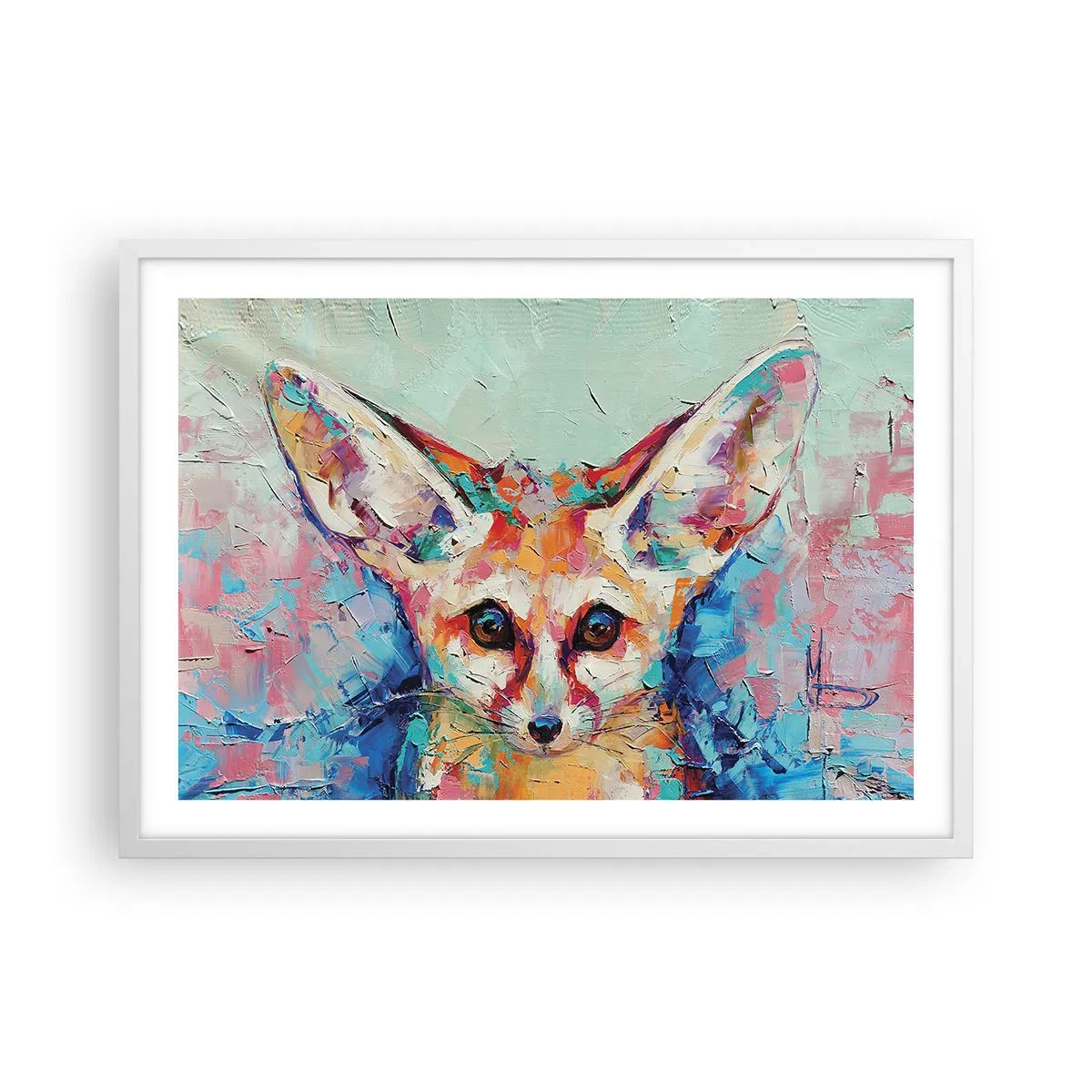 Póster en marco blanco - Mirada penetrante - 70x50 cm