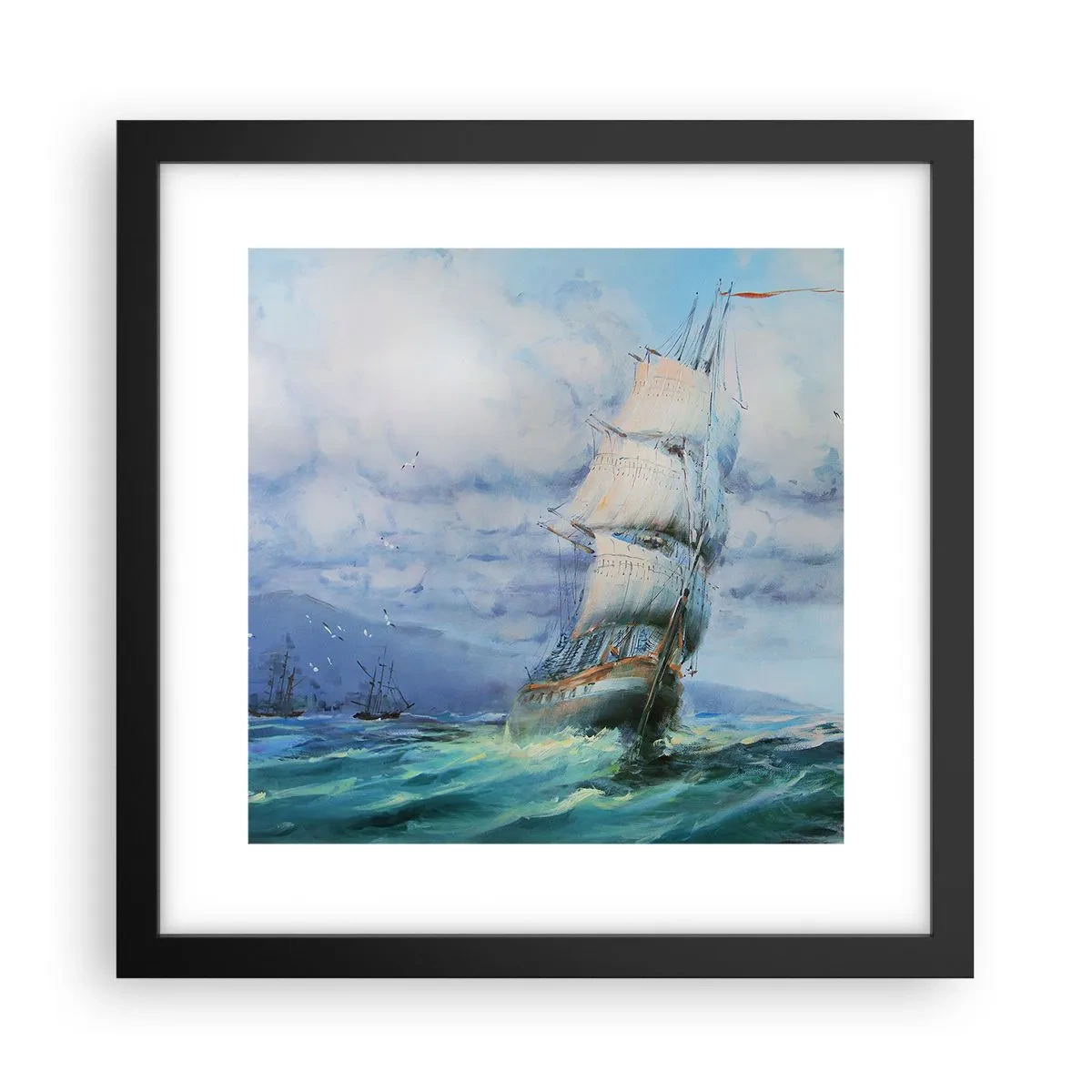 Póster en marco negro - Viento en popa - 30x30 cm