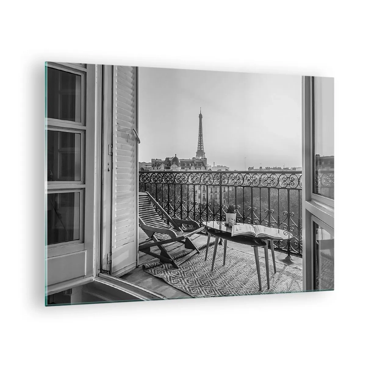 Cuadro sobre vidrio - Impresiones sobre Vidrio - Una tarde parisina - 70x50cm - Una tarde parisina - Decoración de pared moderna para salón y dormitorio ARTTOR