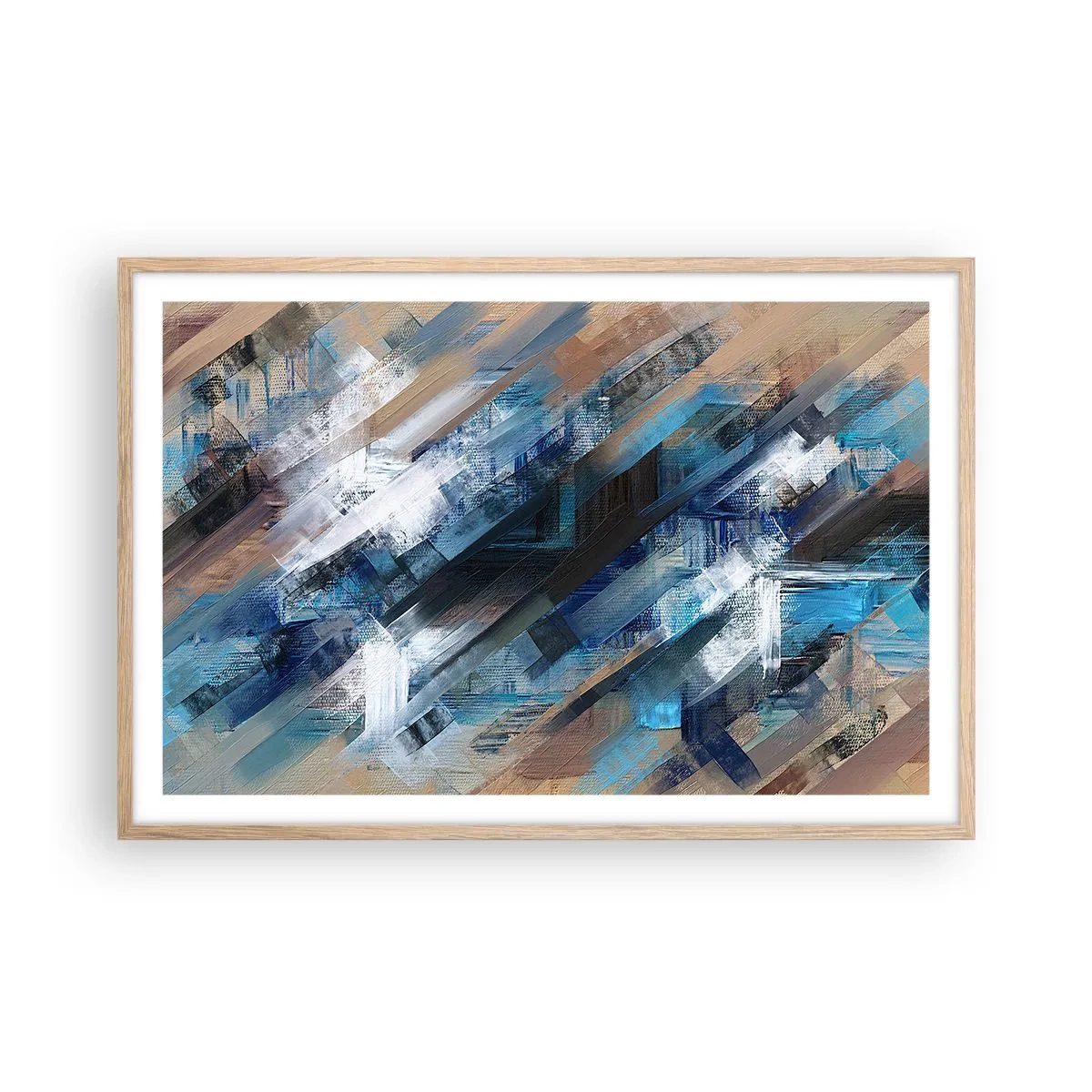 Póster en marco roble claro - En una inclinación azul - 91x61 cm
