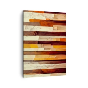 Cuadro sobre lienzo - Impresión de Imagen - Composición geométrica en tonos madera y dorado. - 50x70cm - Himno de los árboles del bosque - Decoración de pared moderna para salón y dormitorio ARTTOR