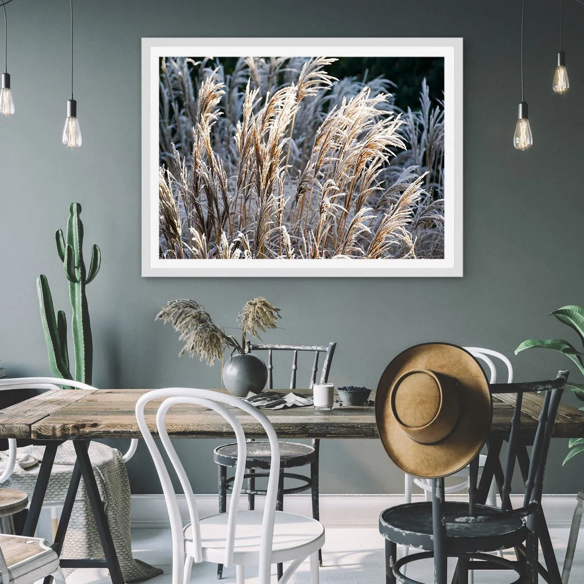 Póster en marco blanco - Campos y campos - 70x50 cm