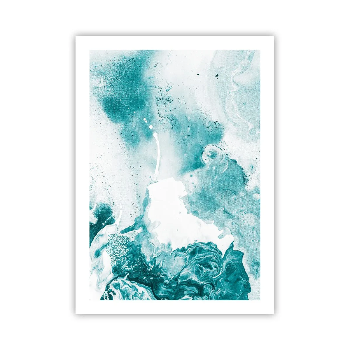 Póster - Abstracción turquesa con detalles dinámicos. - 50x70cm - Remansos de azul - Decoración de pared moderna para salón y dormitorio ARTTOR