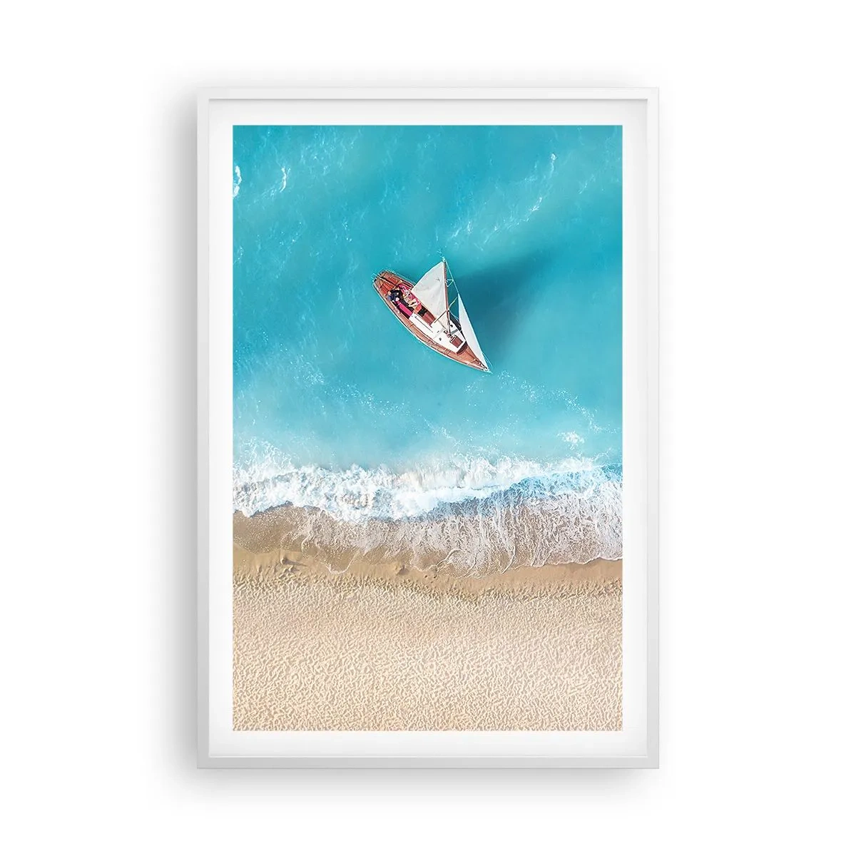 Póster en marco blanco - Frontera celeste y dorada - 61x91 cm