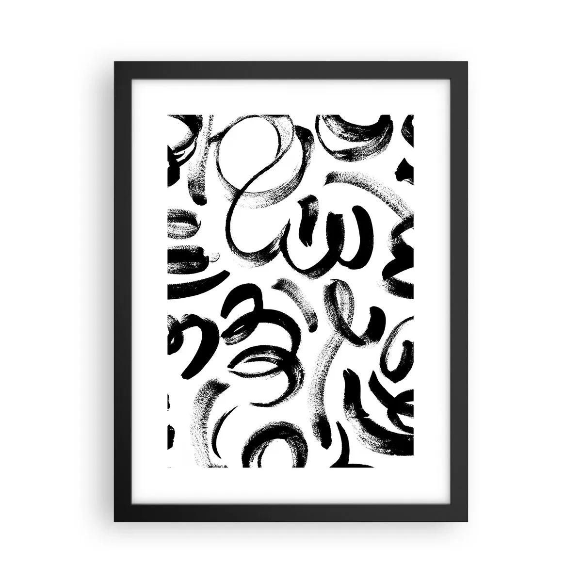 Póster en marco negro - Negro sobre blanco - 30x40 cm