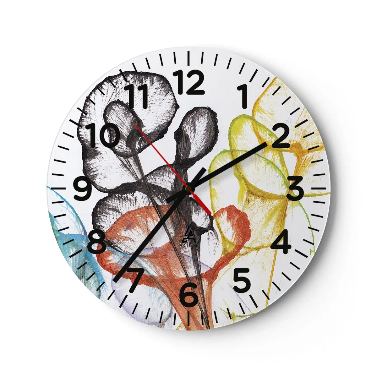 Reloj de pared - Reloj de vidrio - Flores con alma - 40x40 cm
