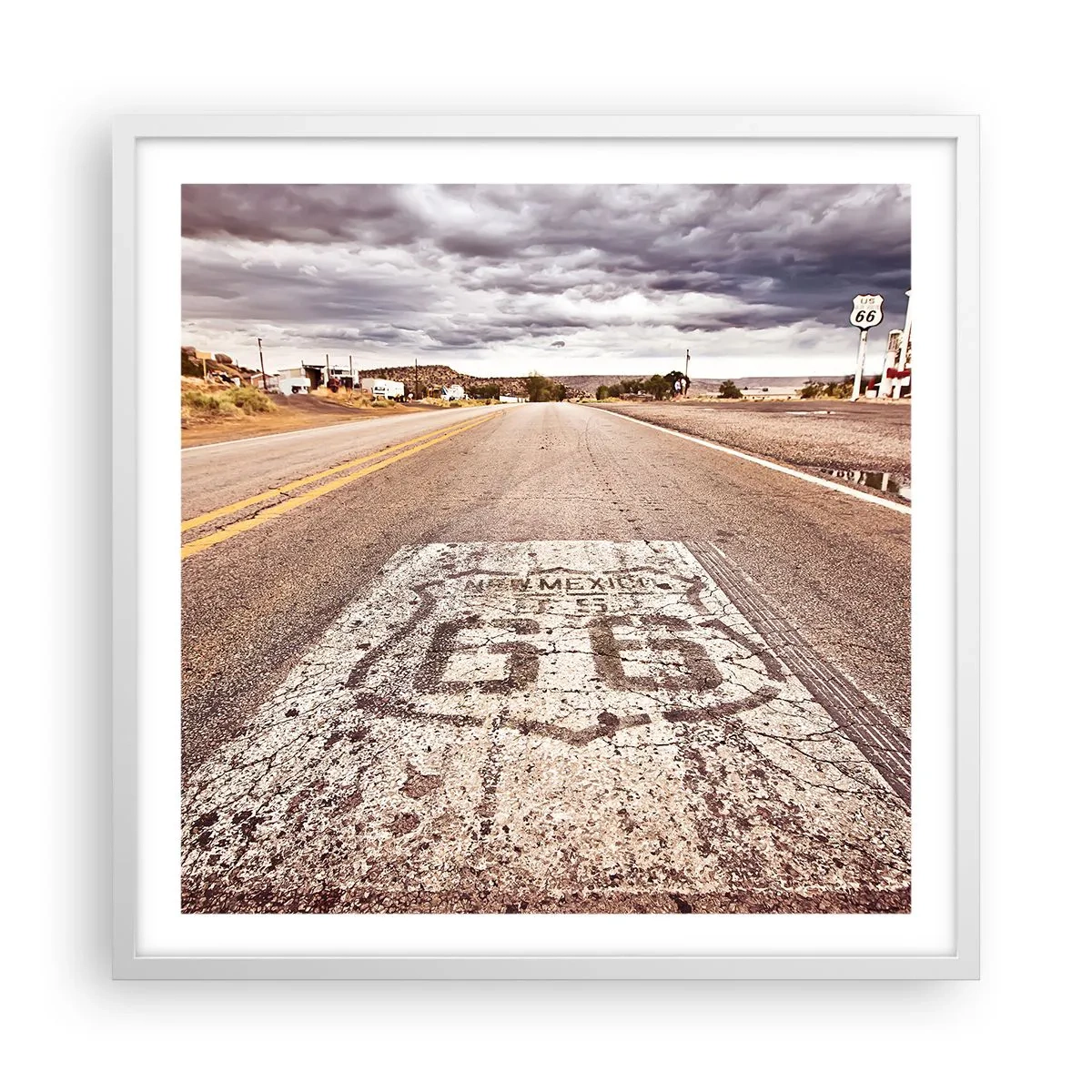 Póster en marco blanco - Mother Road: una leyenda americana - 60x60 cm