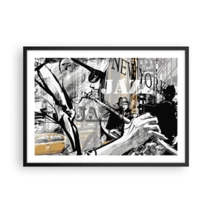 Póster en marco negro - Escena de jazz de Nueva York - 70x50cm - Al ritmo de Nueva York - Decoración de pared moderna para salón y dormitorio ARTTOR