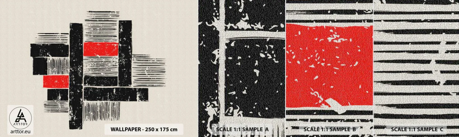 Muestra de fotomural Premium Canvas - Rojo y negro - Abstracción, Arte Moderno, Industrial - 100x30 cm