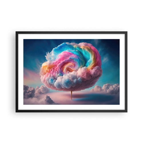 Póster en marco negro - Una nube en forma de espiral con colores pastel en el cielo. - 70x50cm - El sueño de un parque de atracciones - Decoración de pared moderna para salón y dormitorio ARTTOR