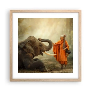 Póster en marco roble claro - Un encuentro en un viaje - 40x40 cm