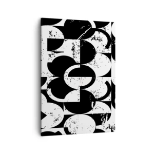 Cuadro sobre lienzo - Impresión de Imagen - Patrón geométrico abstracto en blanco y negro con efecto vintage. - 50x70cm - El blanco es blanco y el negro es negro - Decoración de pared moderna para salón y dormitorio ARTTOR