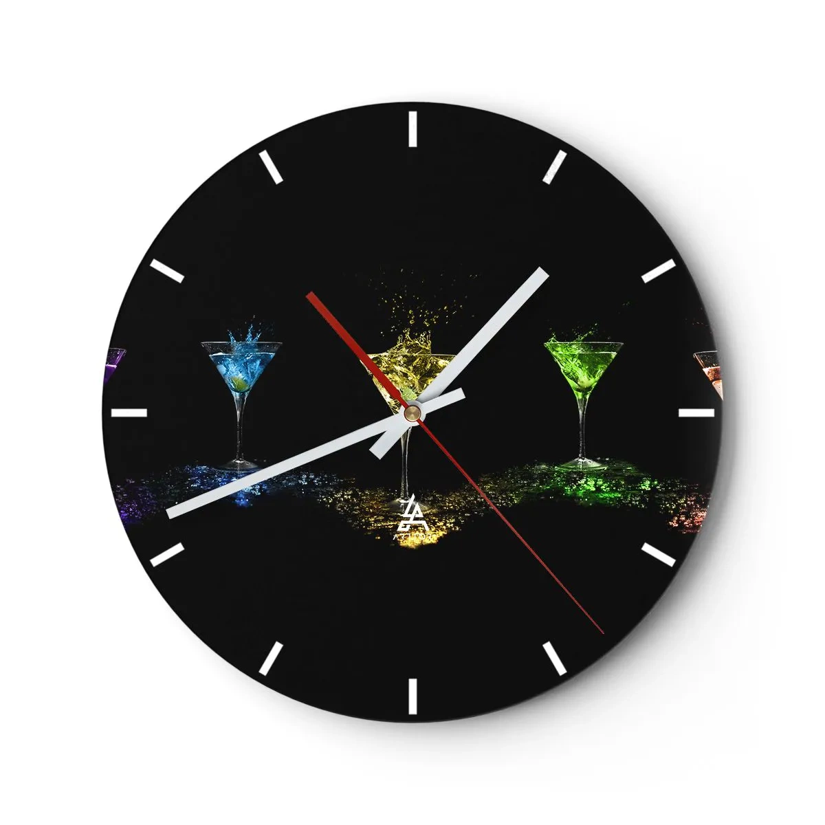 Reloj de pared - Reloj de vidrio - Los colores de la alegría en una copa de cristal - 40x40 cm