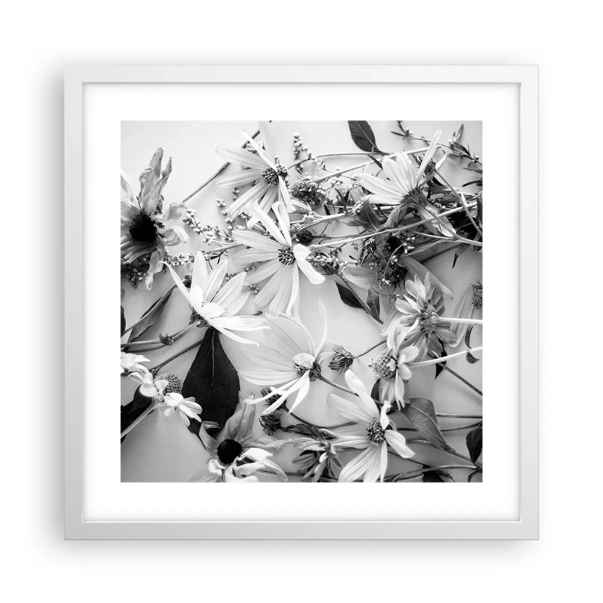 Póster en marco blanco - Un no ramo de flores - 40x40 cm