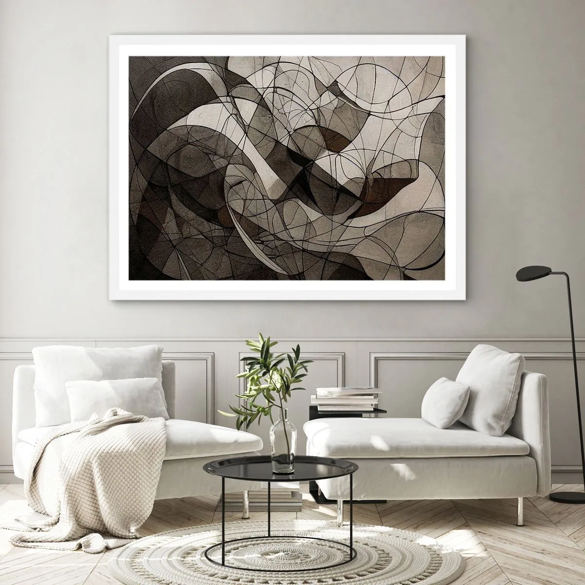 Póster en marco blanco - Circulación en colores tierra - 100x70 cm