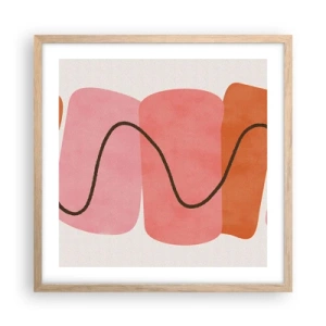 Póster en marco roble claro - Suave movimiento de formas - 50x50 cm