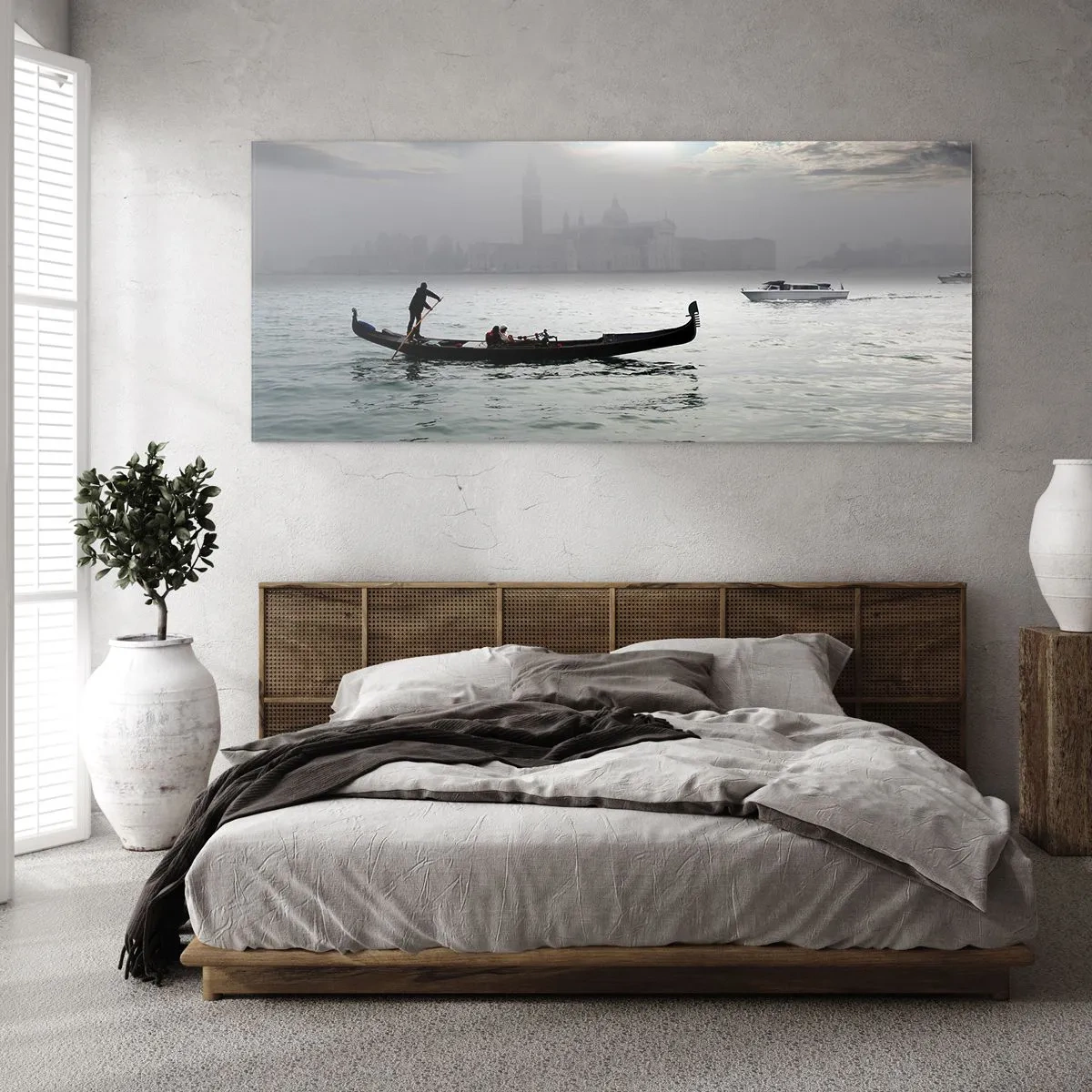 Cuadro sobre vidrio - Impresiones sobre Vidrio - Una fabulosa ciudad de agua y niebla - 100x40 cm
