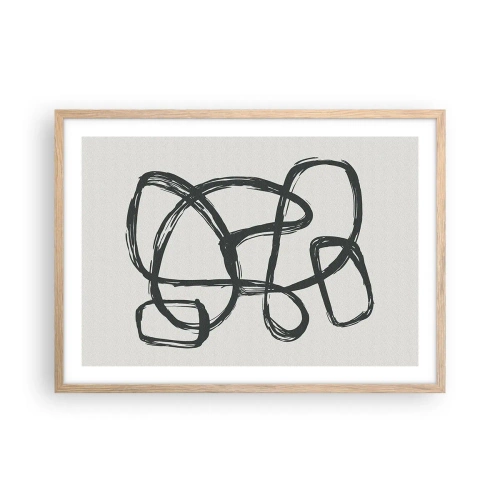 Póster en marco roble claro - Abstracción en bucle - 70x50 cm
