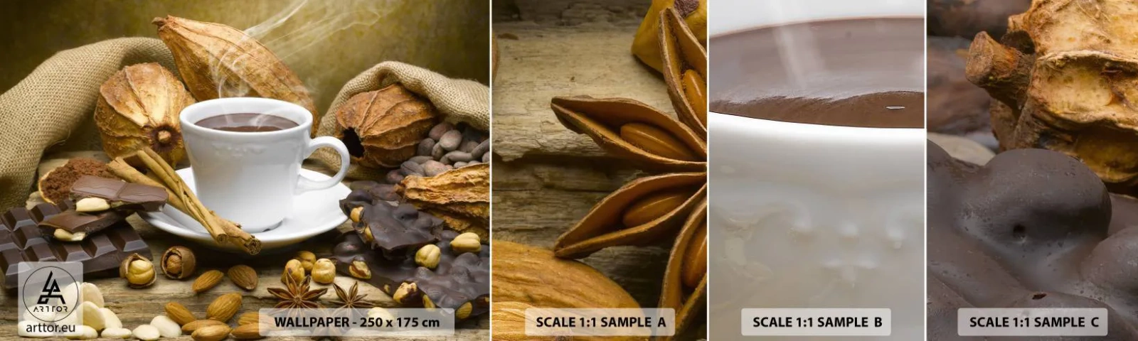 Muestra De Fotomural Standard Eco - Para los que buscan emociones - Gastronomía, Chocolate, Café - 100x30 cm