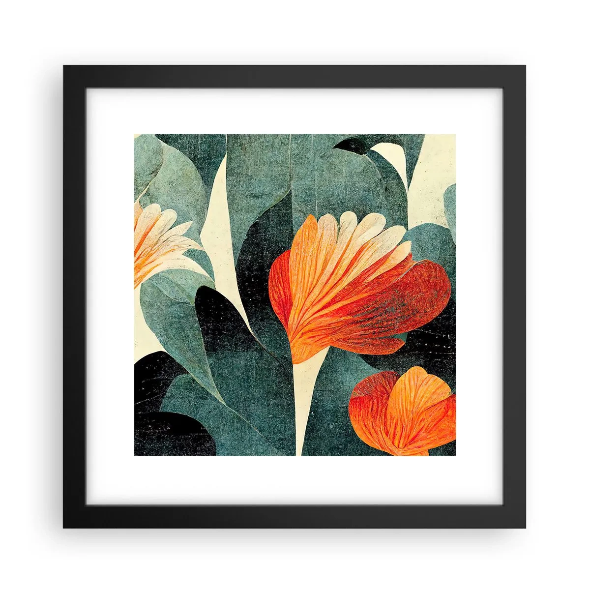 Póster en marco negro - El calor del trópico y el frescor del verdor - 30x30 cm