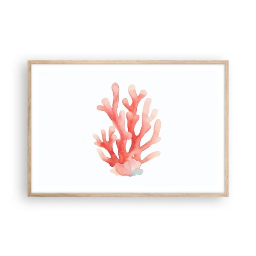 Póster en marco roble claro - La hermosura del color coral - 91x61 cm