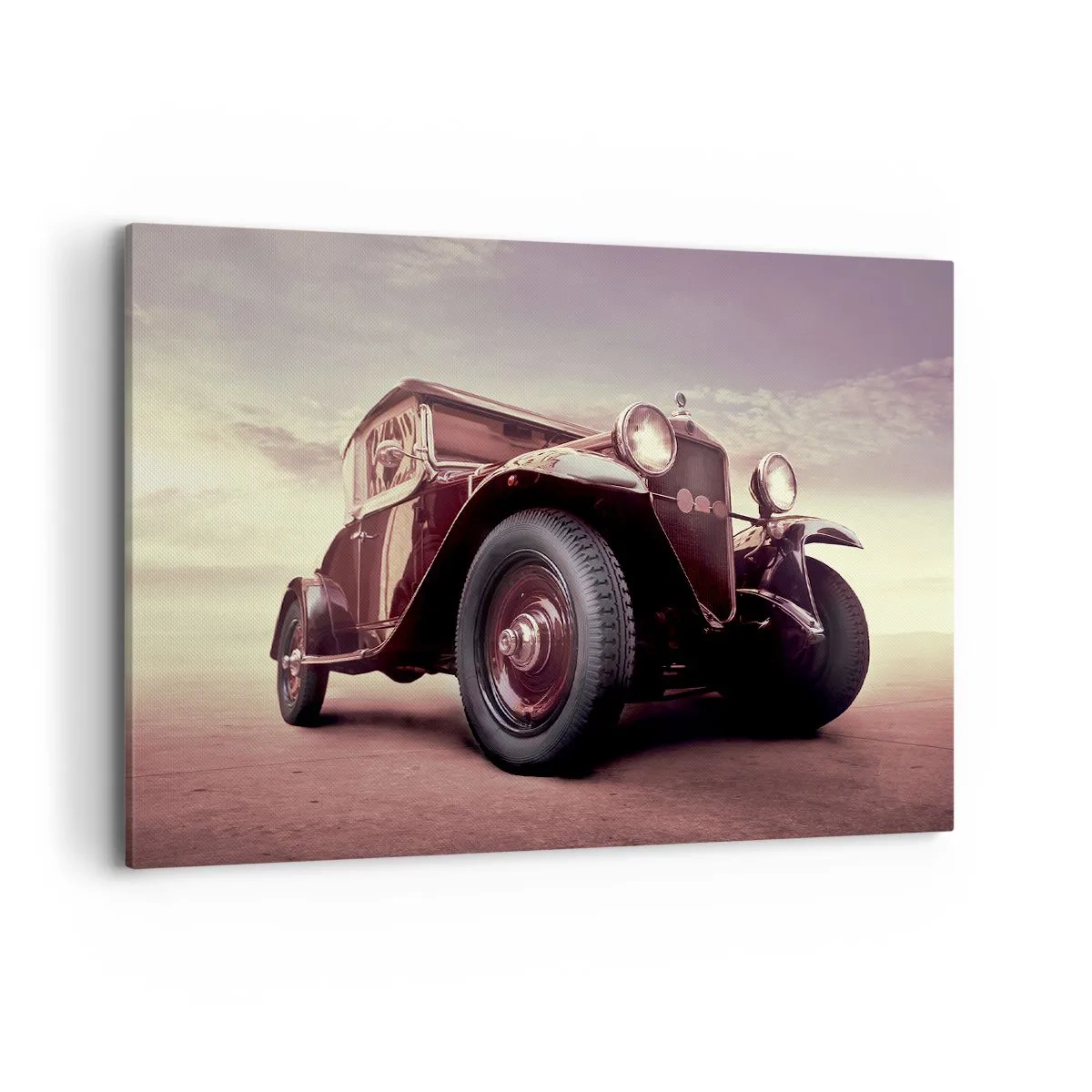 Cuadro sobre lienzo - Impresión de Imagen - Un coche clásico de estilo clásico contra el cielo. - 100x70cm - Volvamos a los maravillosos viejos tiempos... - Decoración de pared moderna para salón y dormitorio ARTTOR