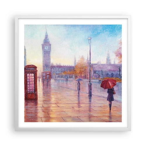 Póster en marco blanco - Un día de otoño en Londres - 60x60 cm