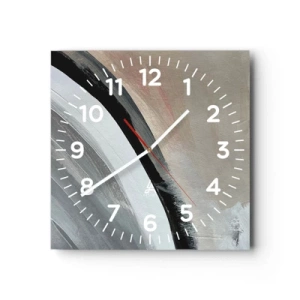 Reloj de pared - Reloj de vidrio - Composición: un arco negro y gris - 30x30 cm