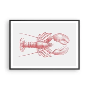 Póster en marco negro - Dibujo de una langosta en tono rojo. - 100x70cm - La reina de los fondos rocosos - Decoración de pared moderna para salón y dormitorio ARTTOR