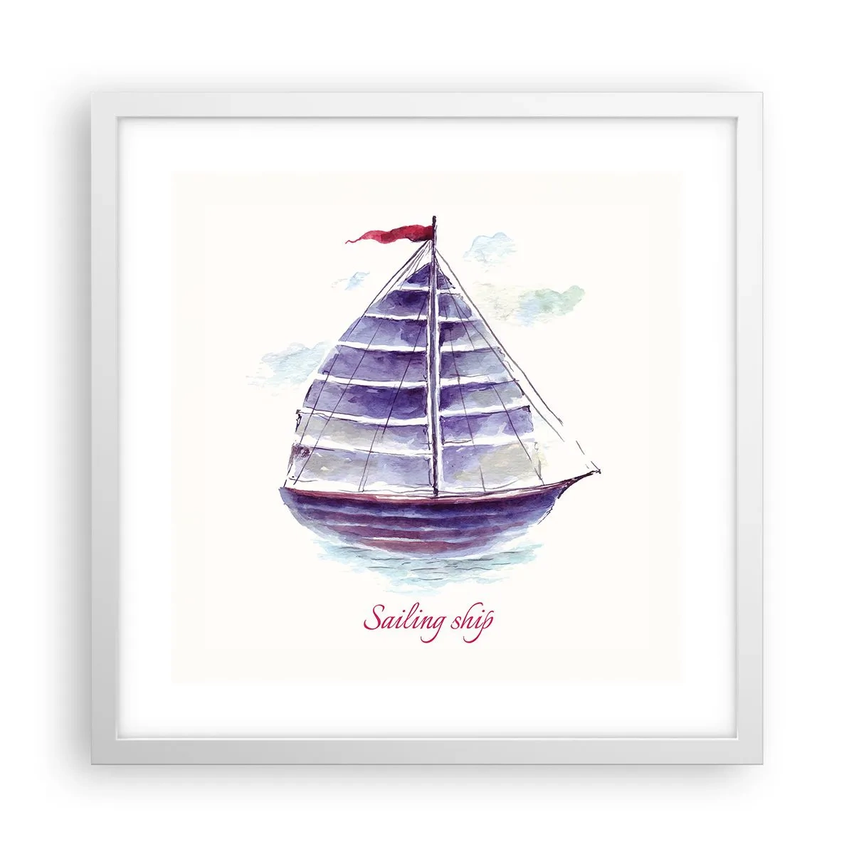 Póster en marco blanco - Velas izadas y aguas tranquilas - 40x40 cm