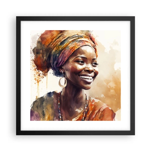 Póster en marco negro - Reina africana - 40x40 cm