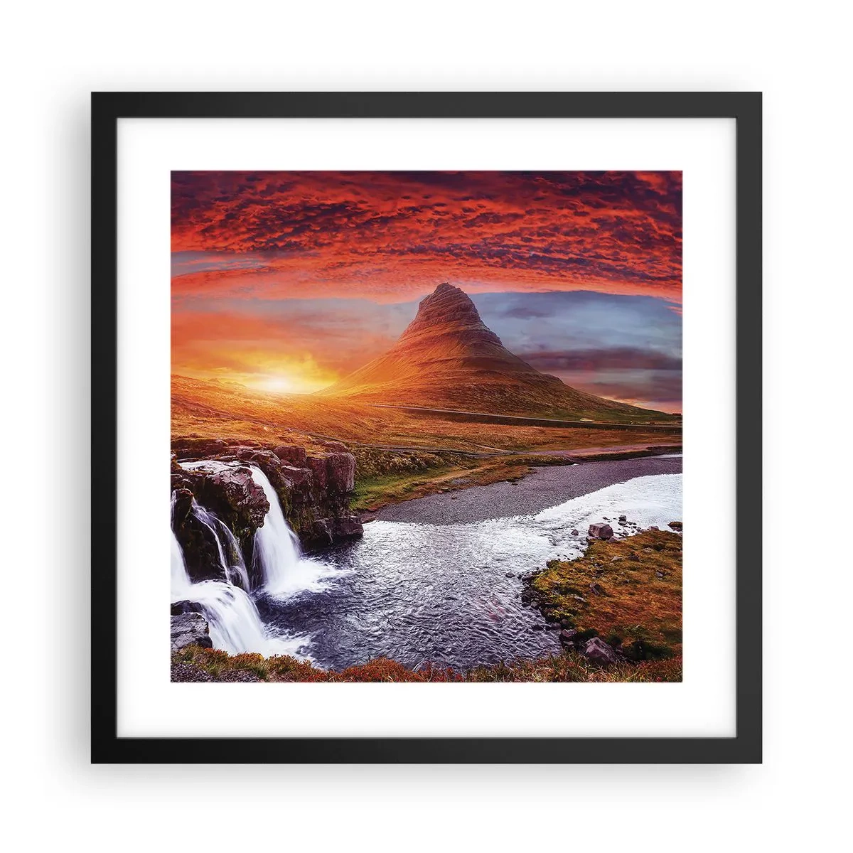 Póster en marco negro - Una vista de la Tierra Media - 40x40 cm