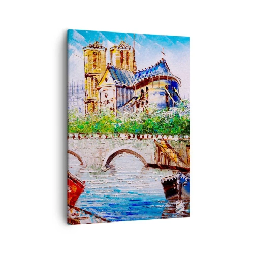 Cuadro sobre lienzo - Impresión de Imagen - Paisaje con un puente y una catedral de estilo clásico. - 50x70cm - Su tiempo nunca pasa - Decoración de pared moderna para salón y dormitorio ARTTOR