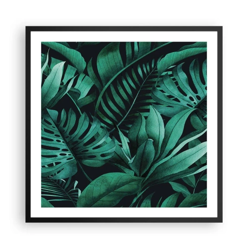 Póster en marco negro - Profundidad del verde tropical - 60x60 cm